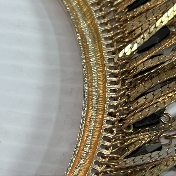 Charming Charlie Gold & Black Fringe Statement Necklace – Early 2010s - Picture 7 of 8